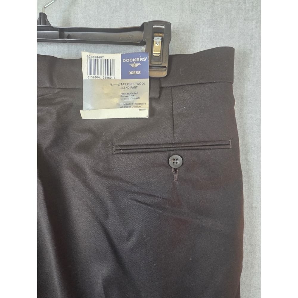 Dockers Dress Wool Blend Pants Men's 36x30 Tailored Pleated Cuffed Black NEW